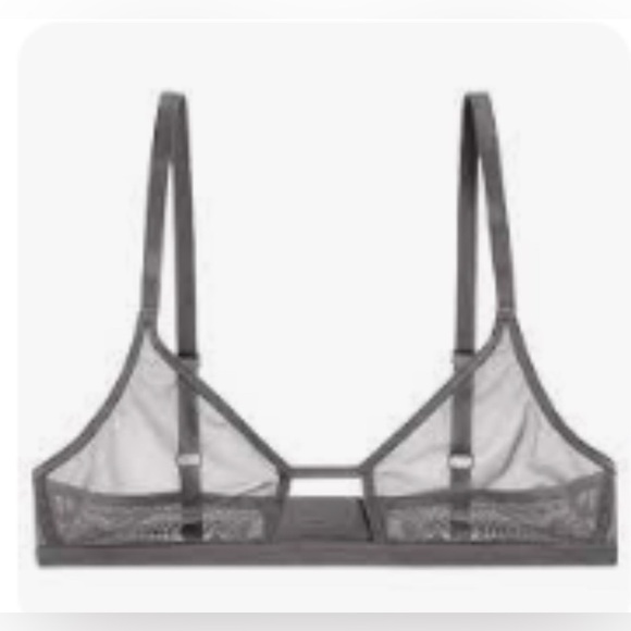 NWOT Quince Belgian Mesh Sheer Cutout Bralette in Slate Sz L - Picture 7 of 8